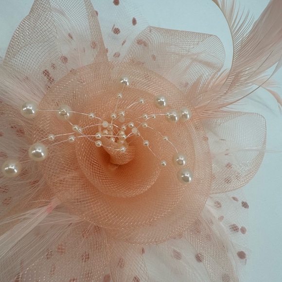 Vintage Feather Pearl Mesh Derby Headpiece Headband Headpiece Fascinator - Picture 11 of 14